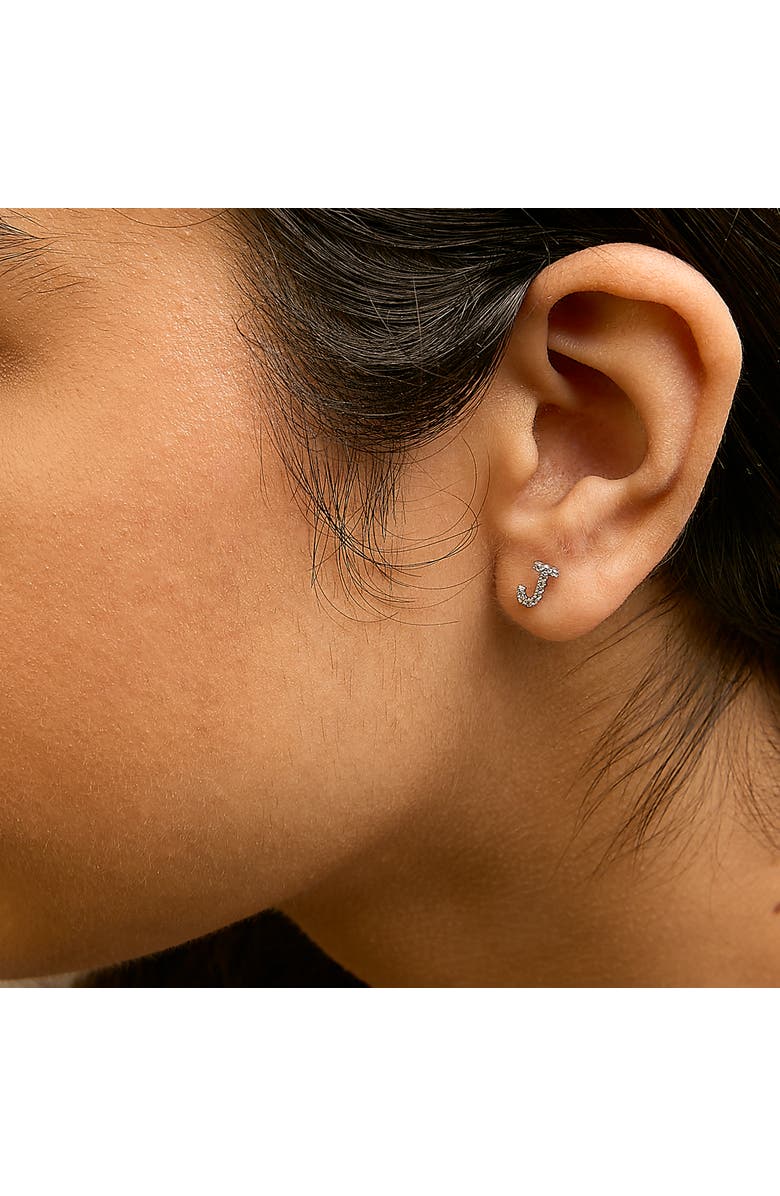 Haus of Brilliance 10K Gold 1/10 Cttw Diamond Initial "A" to "Z" Stud Earring, Alternate, color, White Gold | J