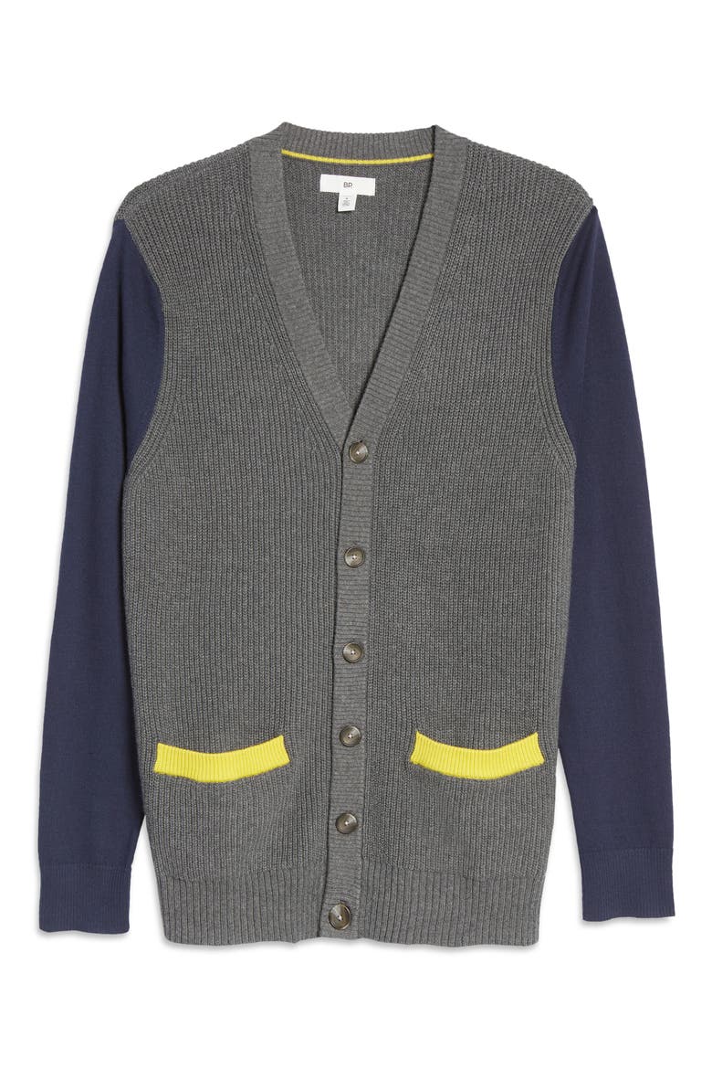 Colorblock Varsity Cardigan, Alternate, color, GREY- NAVY COLOR BLOCK