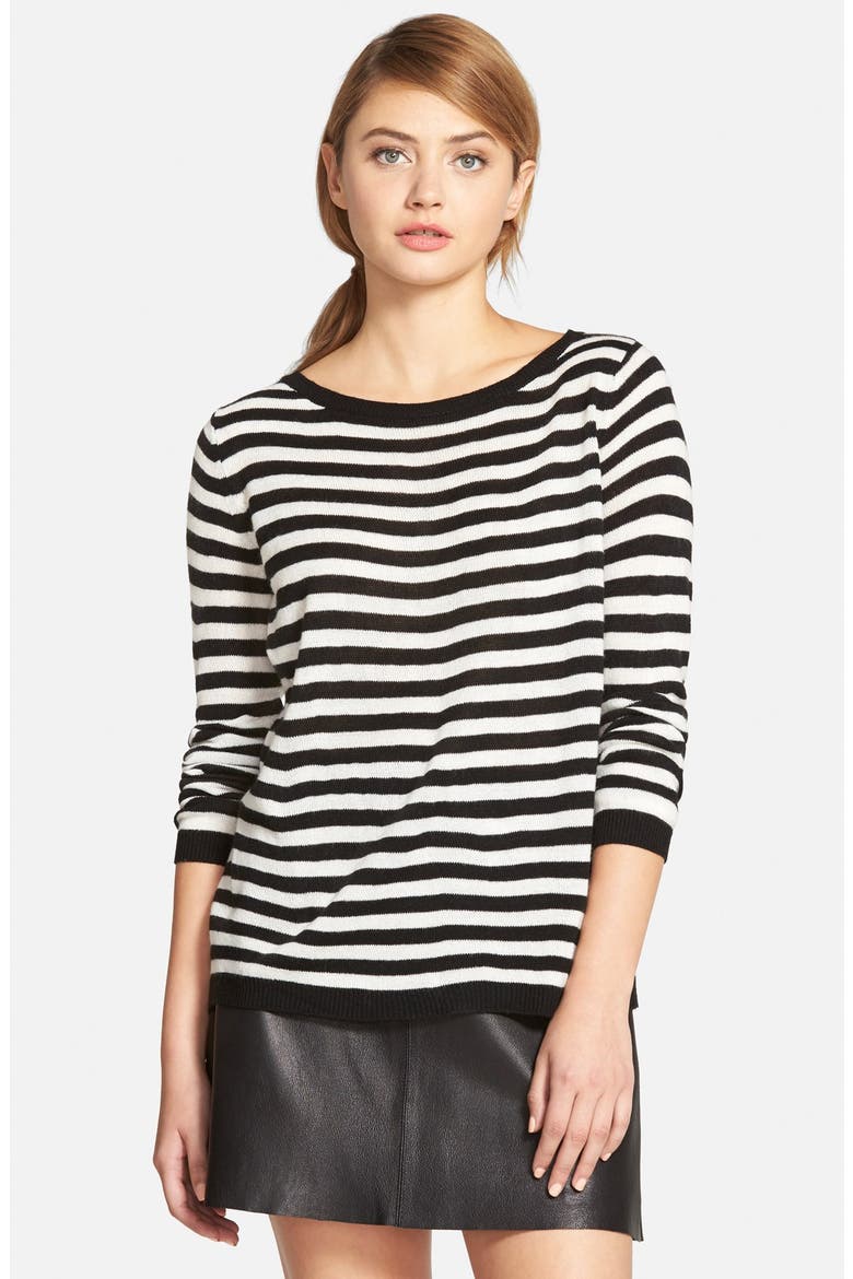 'Marina' Stripe Sweater, Main, color, BLACK