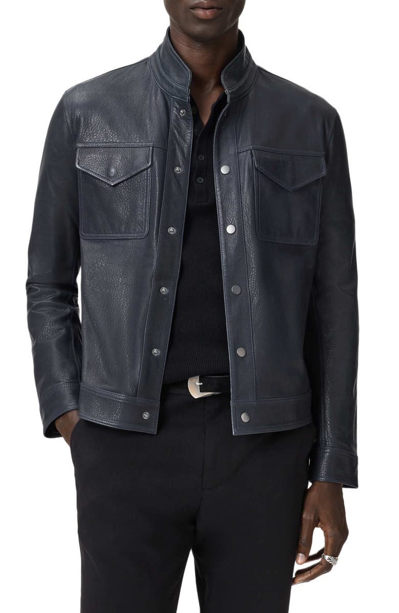 John Varvatos Reversible Leather Jacket, Alternate, color, Dark Navy