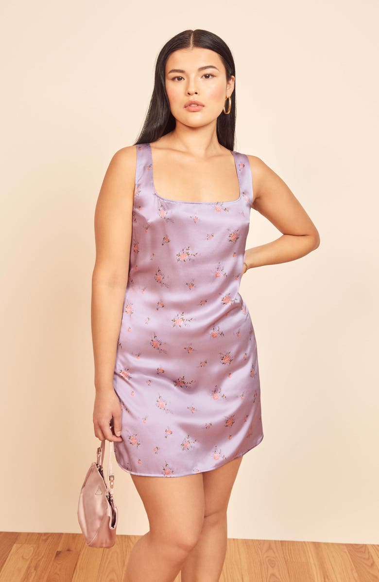 Reformation Darcey Floral Print Silk Minidress, Alternate, color, 