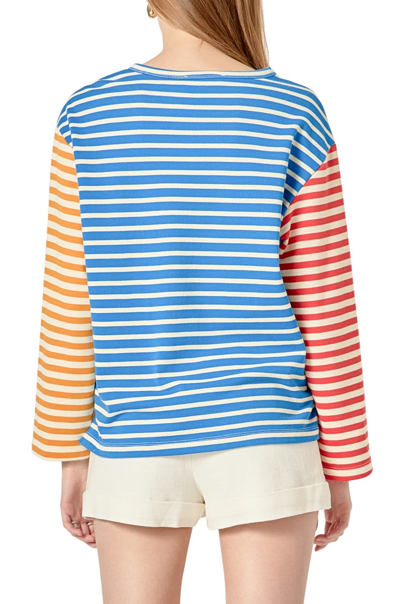 English Factory Stripe Colorblock Top, Alternate, color, Blue Multi
