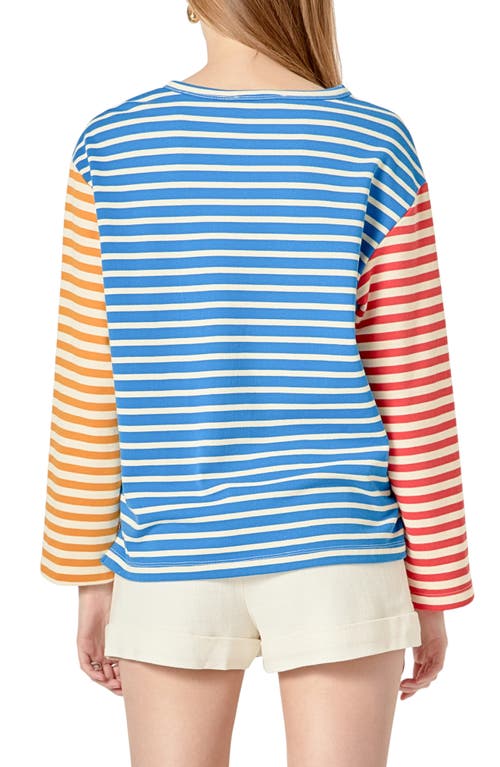 English Factory Stripe Colorblock Top In Blue