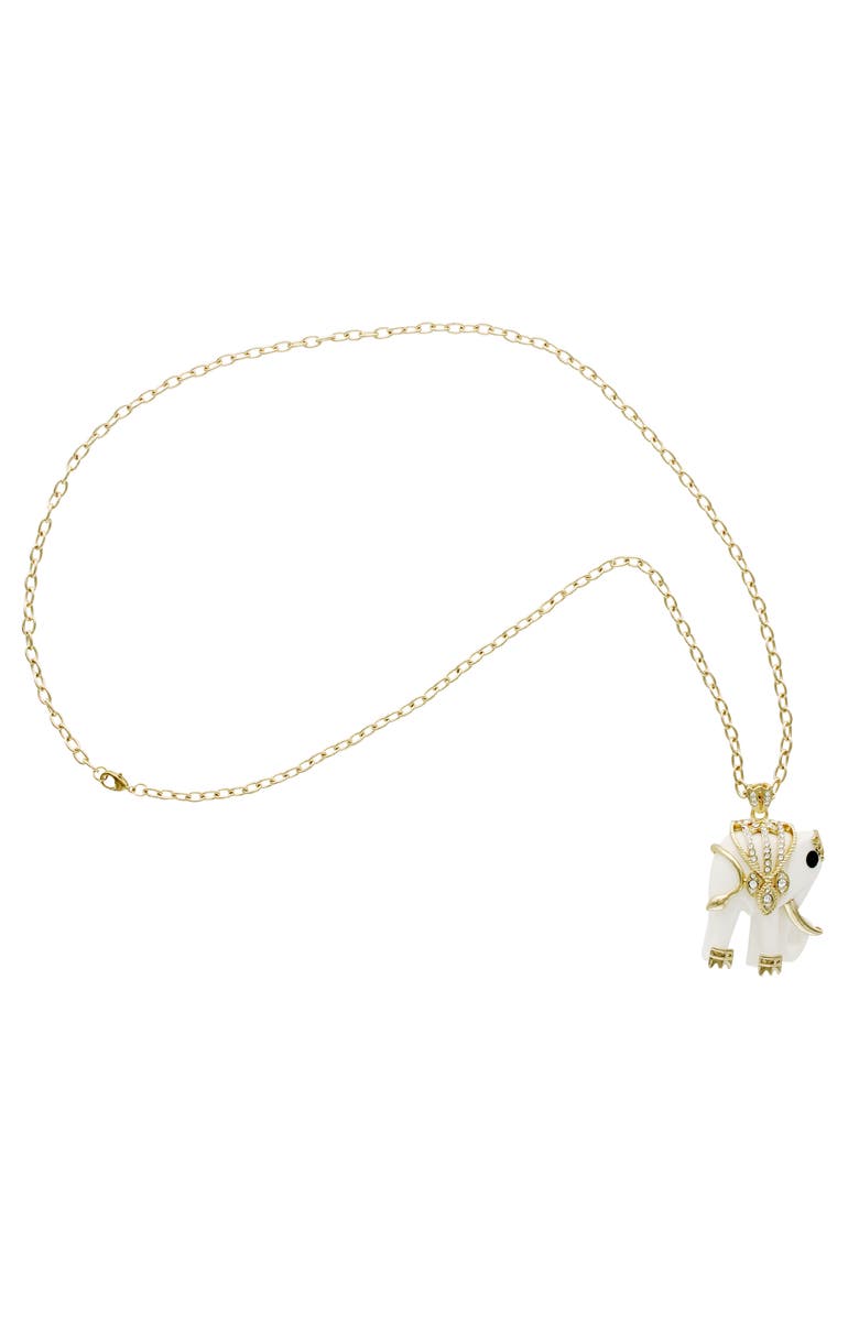 OLIVIA WELLES Elephant Luck Pendant Necklace, Alternate, color, Gold / White