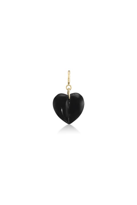 Black Onyx Mini Split Heart Charm