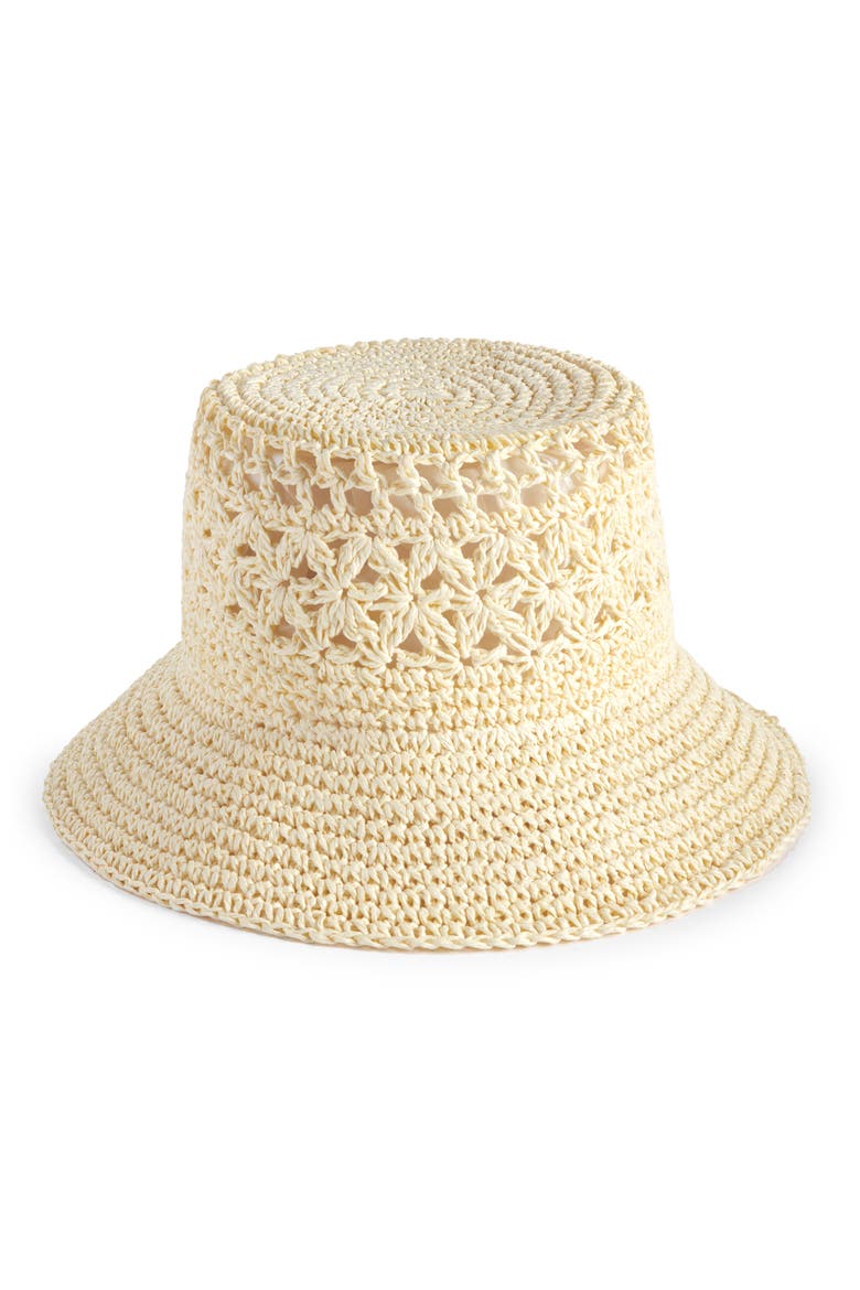 Crafted Weave Packable Bucket Hat, Main, color, IVORY