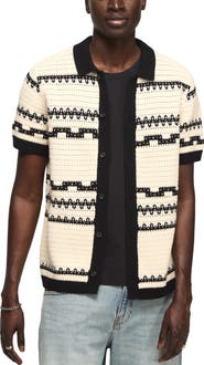 Lucky Brand Crochet Button Down Sweater