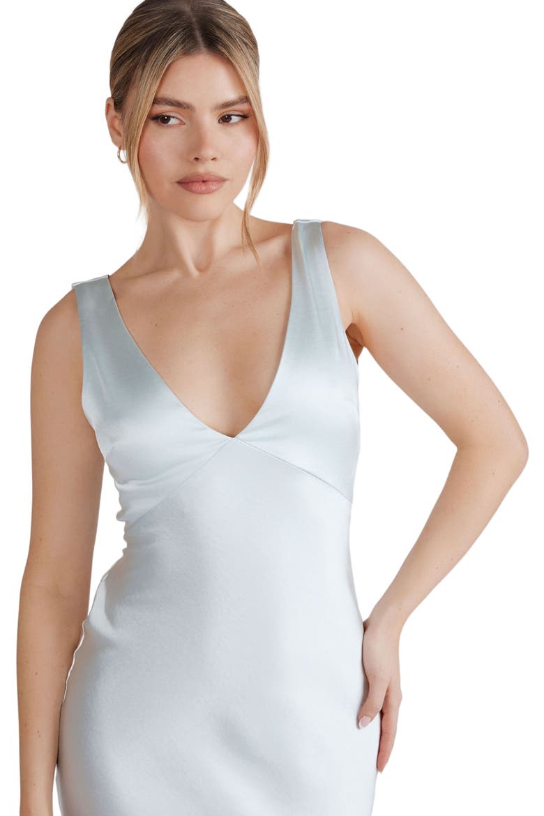 Twist Back Satin Bridesmaid Dress, Alternate, color, Ice Blue