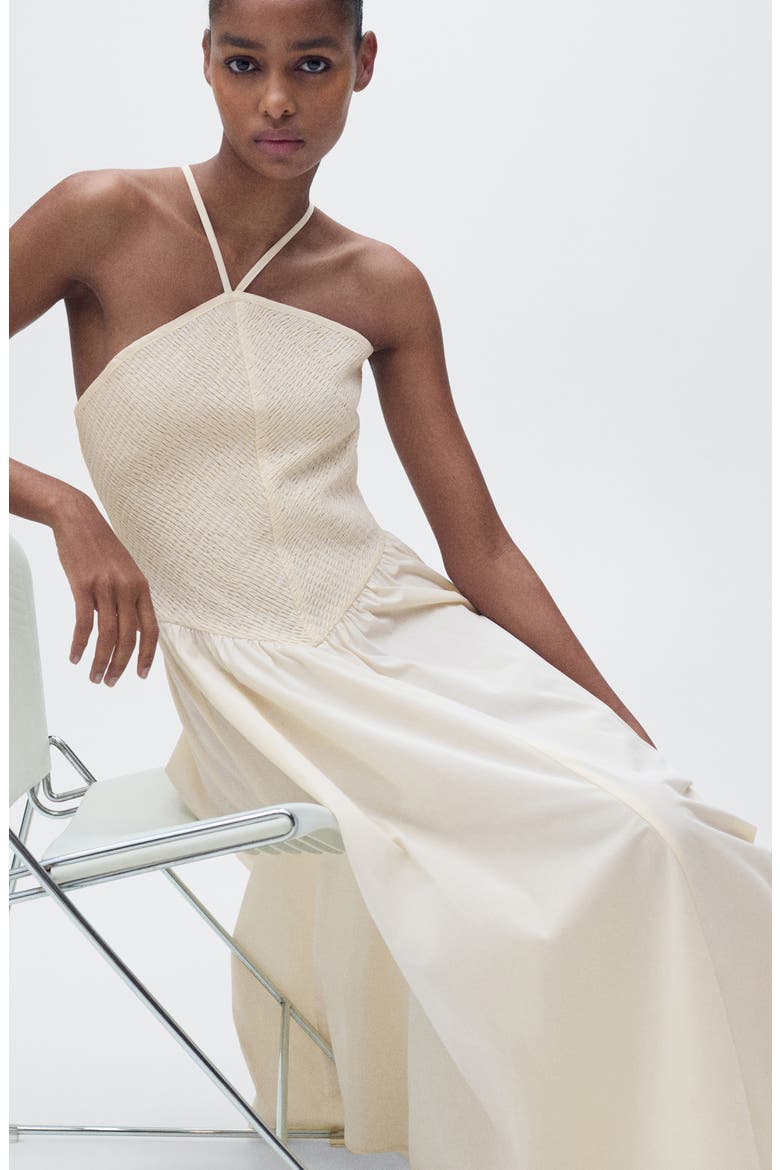 Smocked Sleeveless Midi Dress, Alternate, color, ECRU