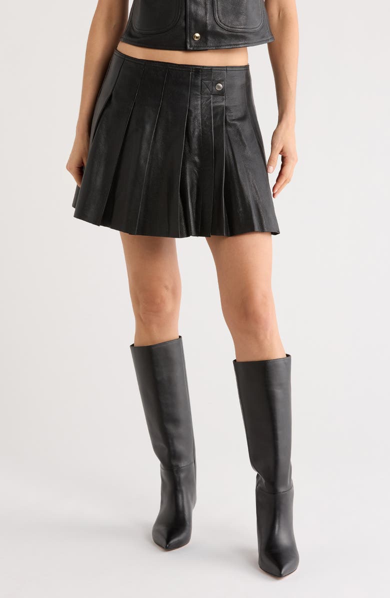 DL1961 Pleated Leather Skirt, Main, color, 