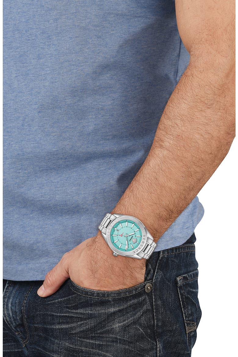 V-Code GMT Bracelet Watch, 42mm, Alternate, color, STAINLESS STEEL