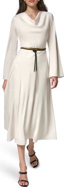 Donna Karan New York Bell Sleeve Satin Midi Dress