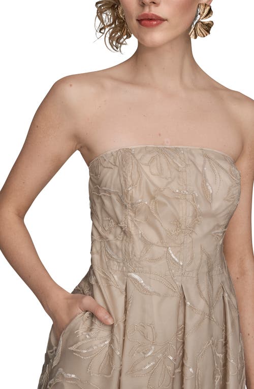 Donna Karan New York Sequin Strapless Maxi Dress In Brown