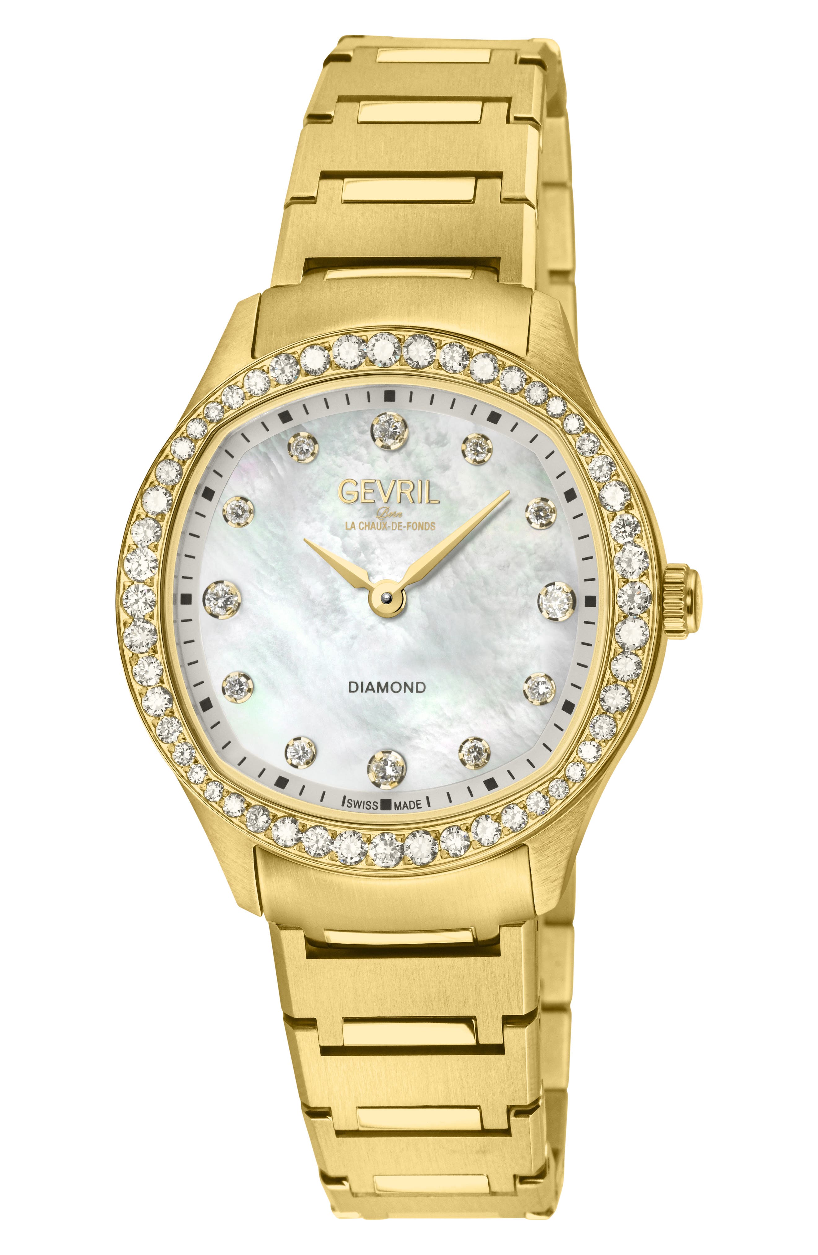 Lugano Crystal Mother-of-Pearl Dial Bracelet Watch, 30mm x 36mm