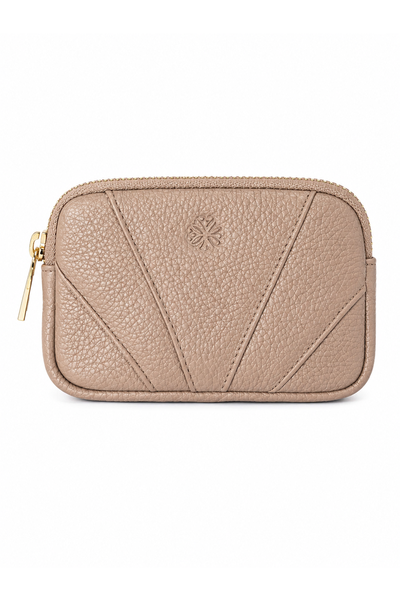 Écrin Almaira Textured Leather Zip Pouch, Main, color, Honey
