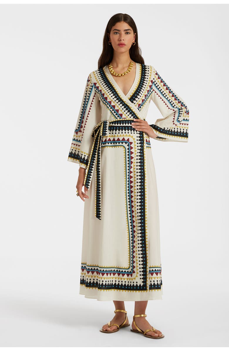 La DoubleJ The Wrap Dress Doric Placée Cream, Main, color, Doric Placée Cream