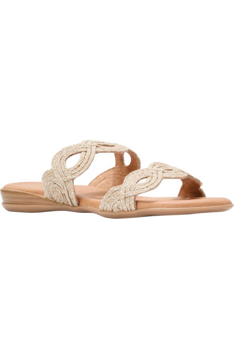 André Assous Nizzie Double Strap Slide Sandal, Main, color, Natural/ Platino