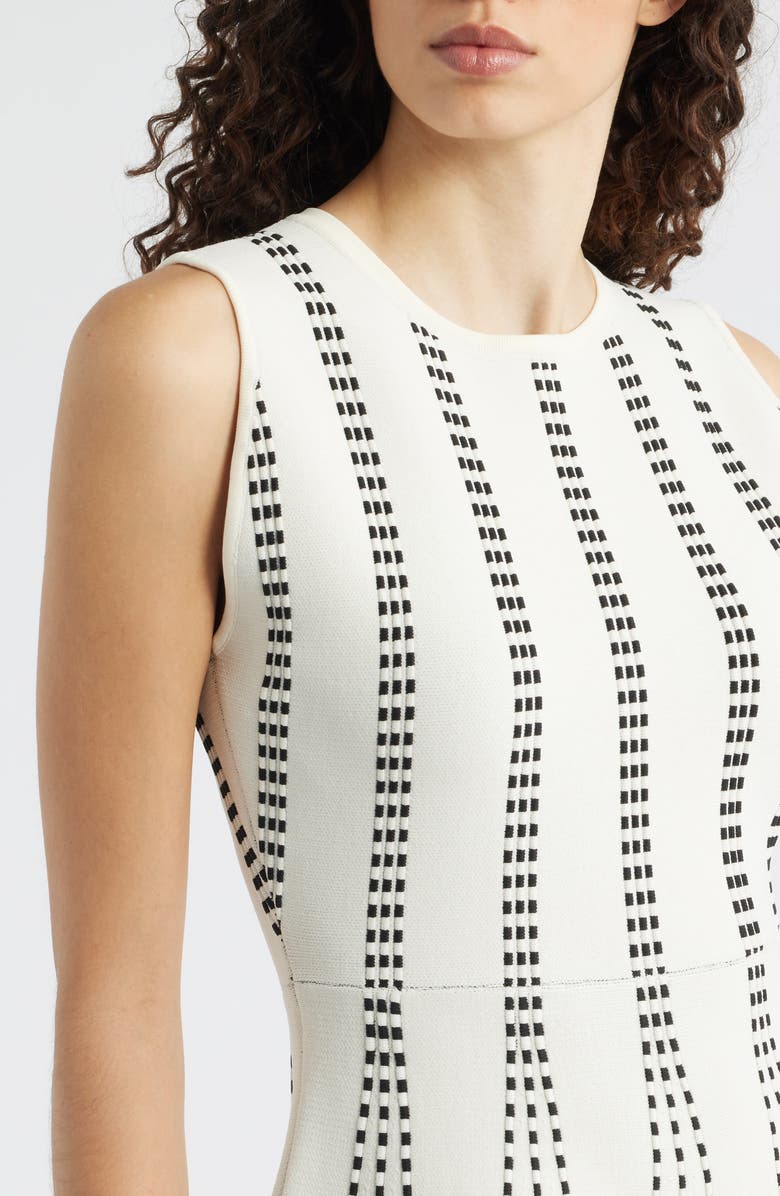 FREEMARKET Contrast Piping Sleeveless Midi Sweater Dress, Alternate, color, White/ Black