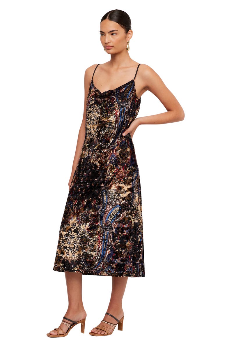 Krissa Drape Front Midi Dress, Alternate, color, PRINT