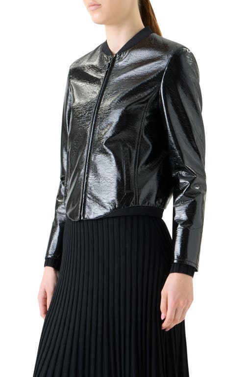 Akris Punto Crinkled Lacquer Bomber Jacket In Black
