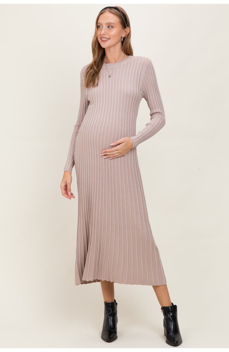 PinkBlush Thick Ribbed Knit Maxi Sweater Dress, Main, color, Beige