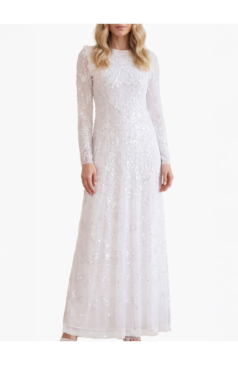 Needle & Thread Freya Long Sleeve Gown, Main, color, Swan White