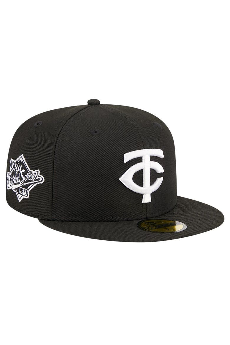 Men's New Era Black Minnesota Twins Logo 59FIFTY Fitted Hat, Main, color, Black