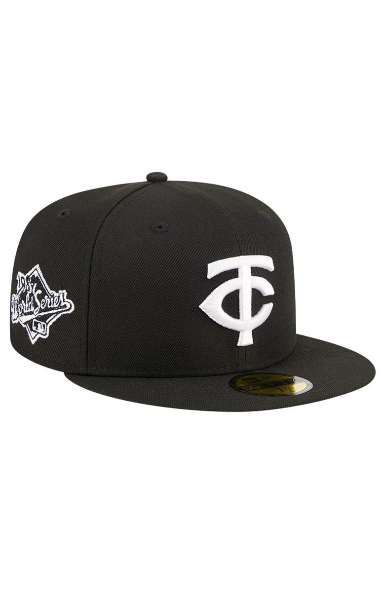 New Era Men's New Era Black Minnesota Twins Logo 59FIFTY Fitted Hat, Main, color, 