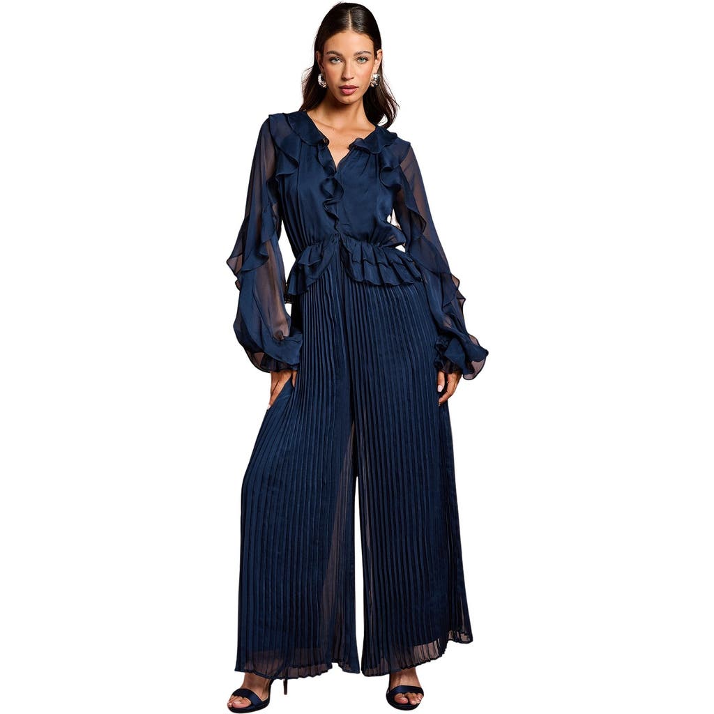 Coast Soft Chiffon Frill Jumpsuit In Blue