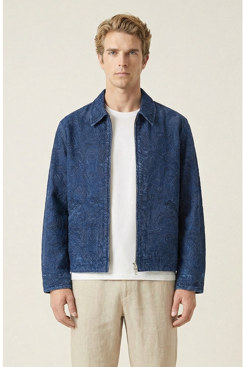 Textured Zip Front Jacket, Main, color, Navy