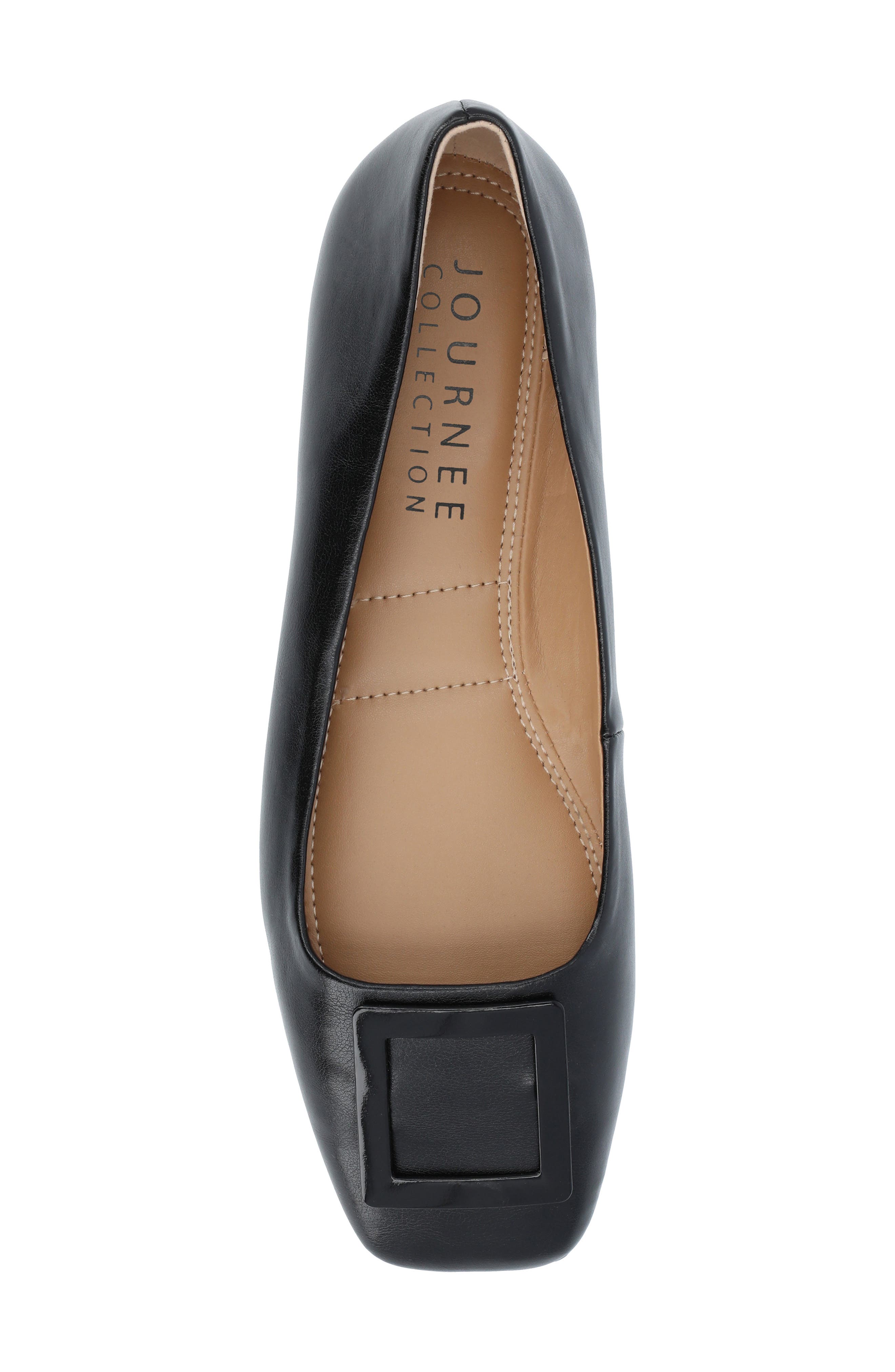 Journee Collection Zimia Square Buckle Flat, Alternate, color, Black