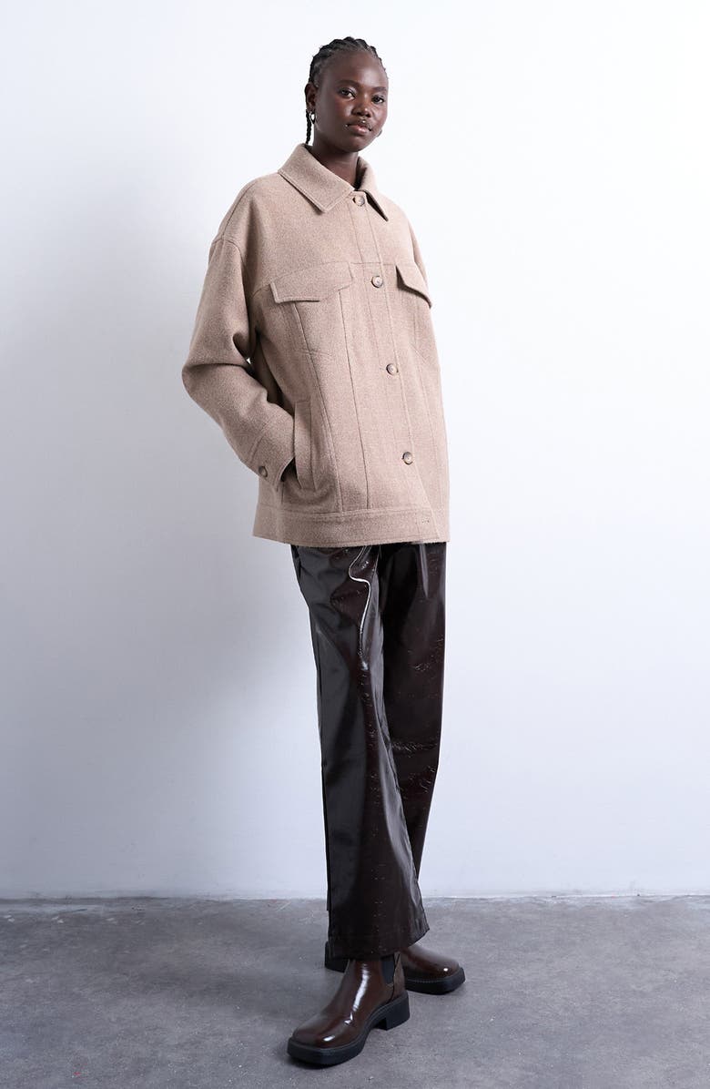 Topshop Chore Jacket, Alternate, color, Light Brown