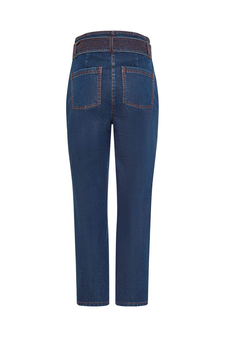 High Waist Belted Jeans, Alternate, color, Jeans Blue