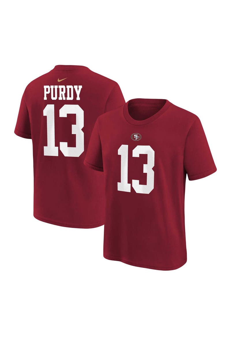 Preschool Nike Brock Purdy Scarlet San Francisco 49ers Player Name & Number T-Shirt, Main, color, Scarlet