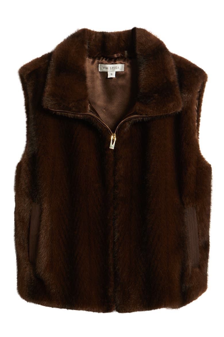 Faux Fur Vest, Alternate, color, CHOCOLATE