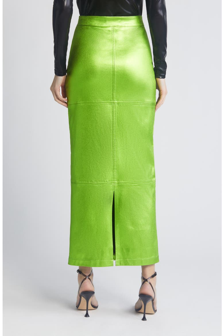 Iggy Metallic Maxi Skirt, Alternate, color, GREEN