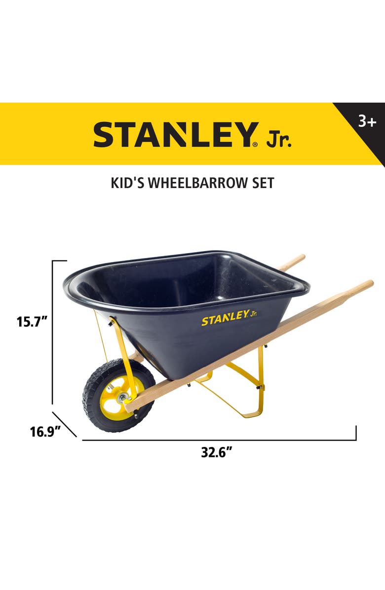 Stanley Jr .Kids Garden Tool Set Including Wheelbarrow, Apron, Gloves and Short hand Tools, Alternate, color, Multi
