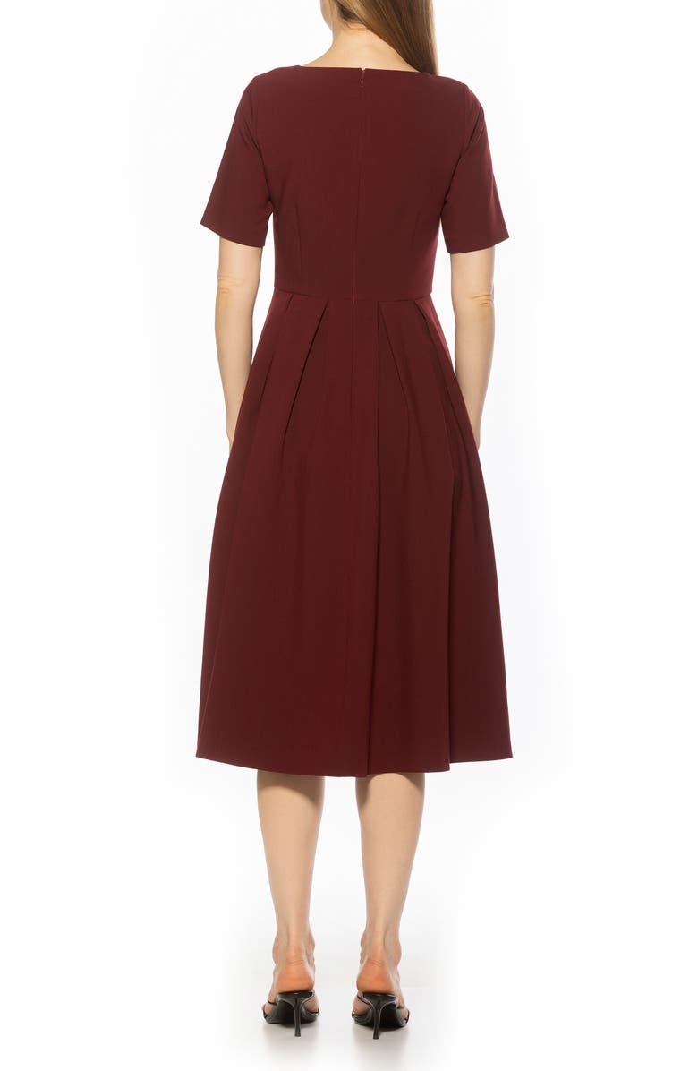 Alexia Admor Imani Pleated Short Sleeve Dress, Alternate, color, Burgundy