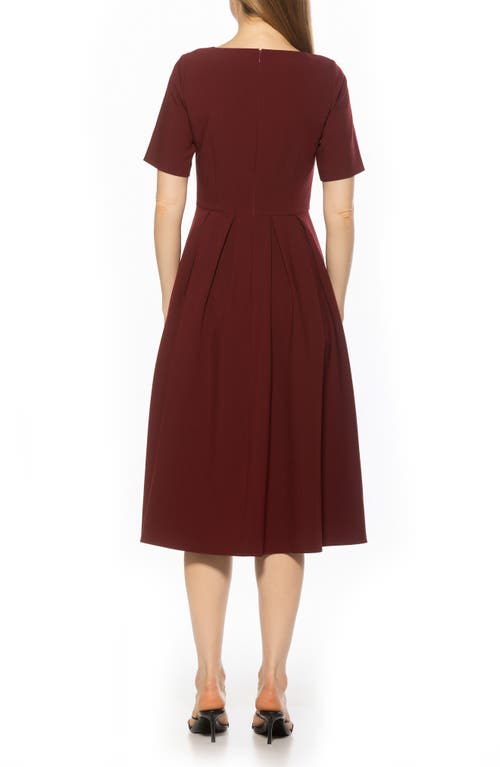 Alexia Admor Imani Pleated Short Sleeve Dress In Burgundy