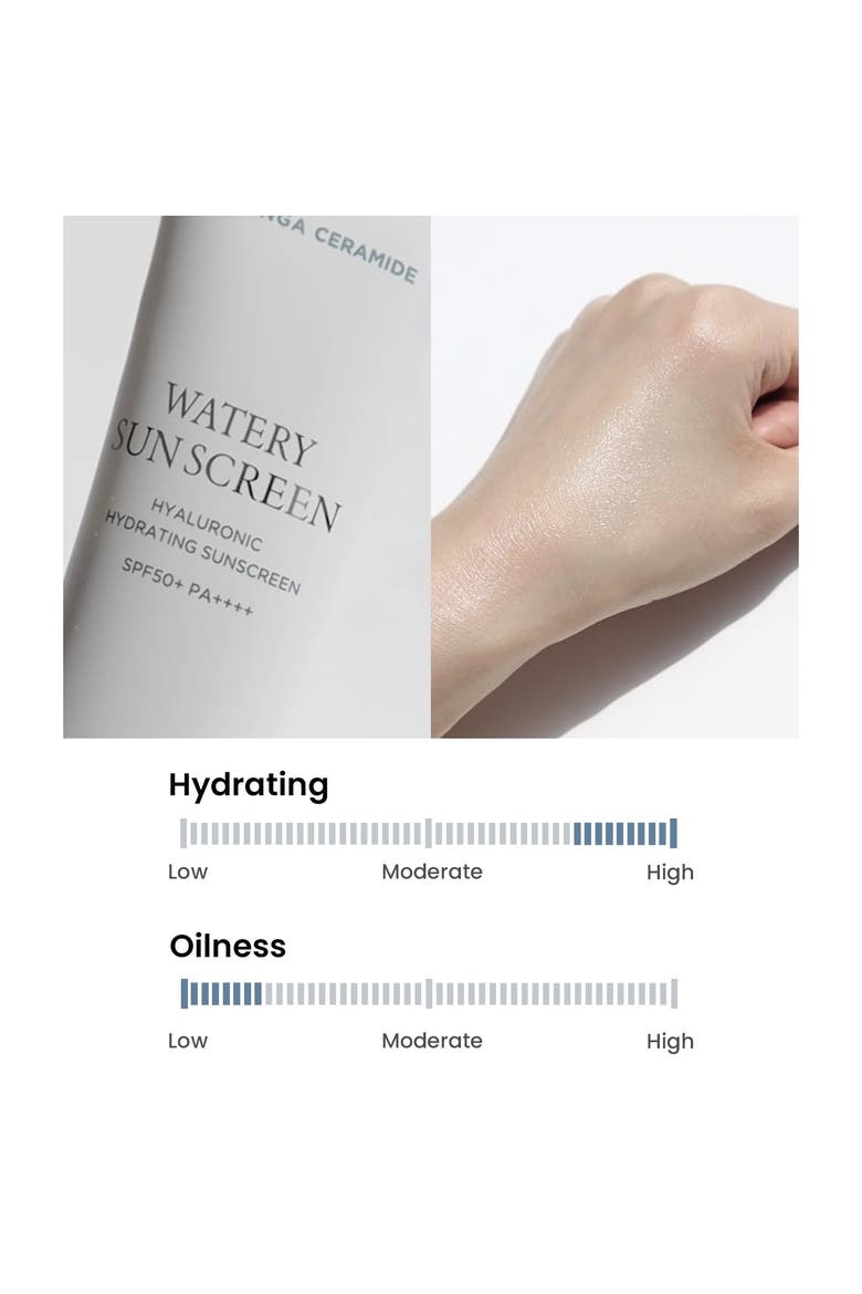 Moringa Ceramide Hyaluronic Acid Hydrating Watery Sunscreen 50ml, Alternate, color, White