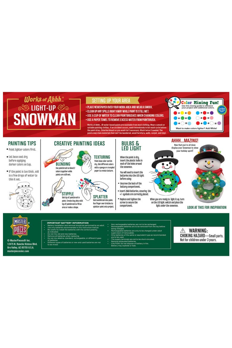 Snowman Light-Up Plaster Paint Kit, Alternate, color, Multicolor