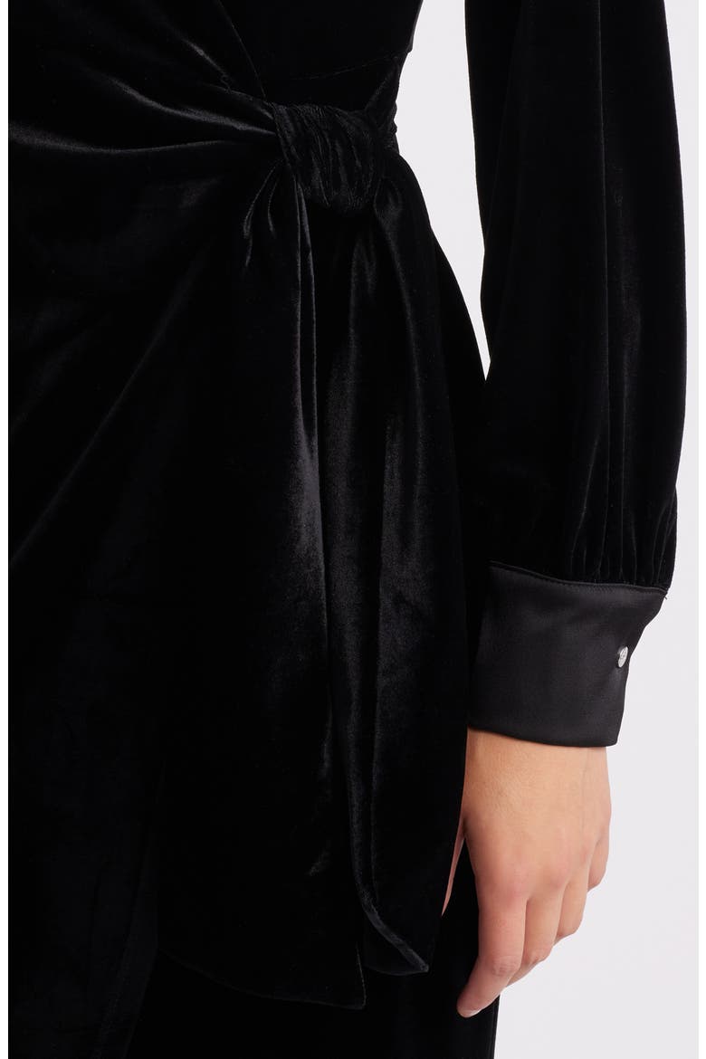 Stretch Velvet Wrap Dress, Alternate, color, BLACK