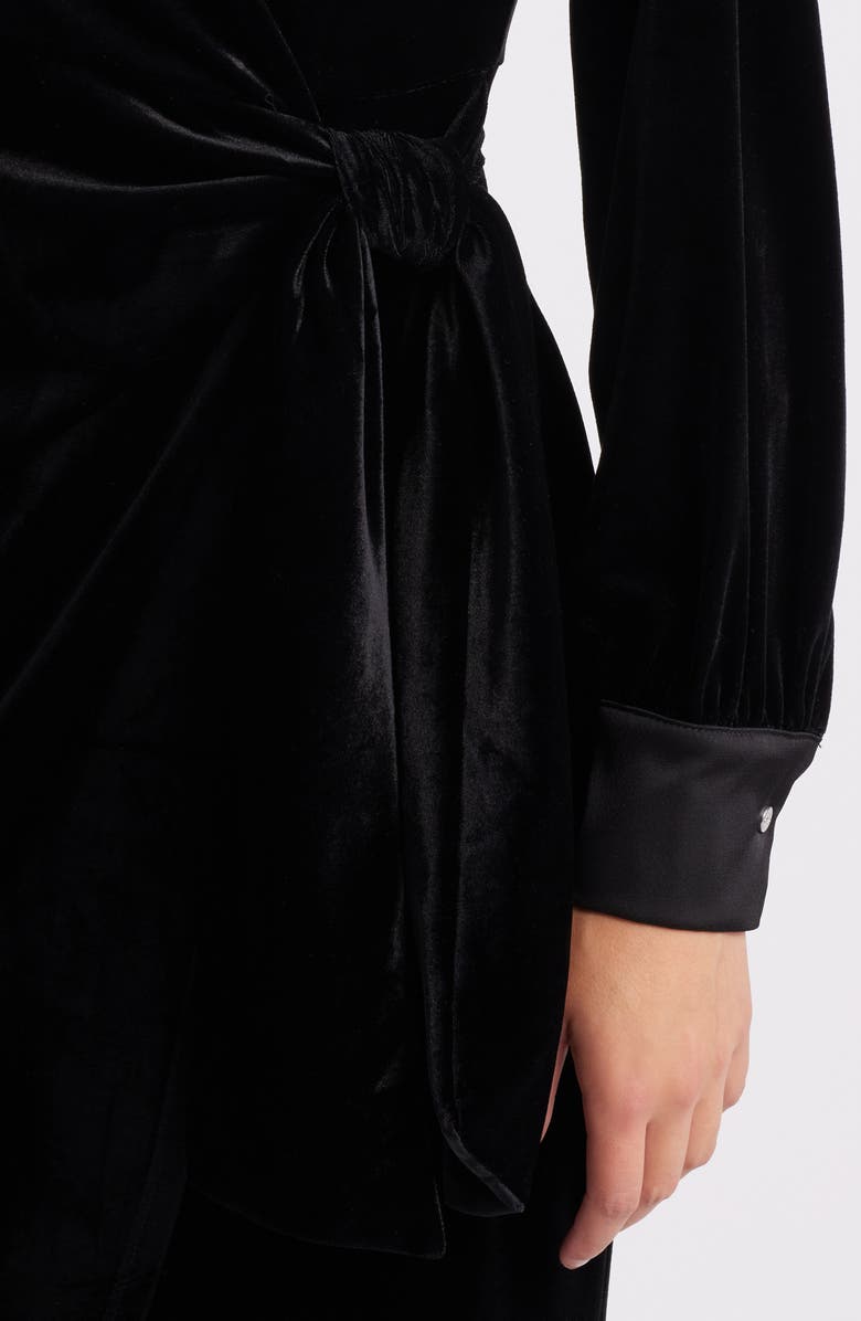 Sam Edelman Stretch Velvet Wrap Dress, Alternate, color, Black