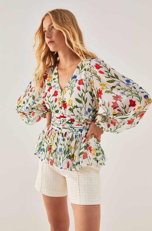 REBECCA TAYLOR REBECCA TAYLOR BOTANICA FLEUR PEPLUM BLOUSE