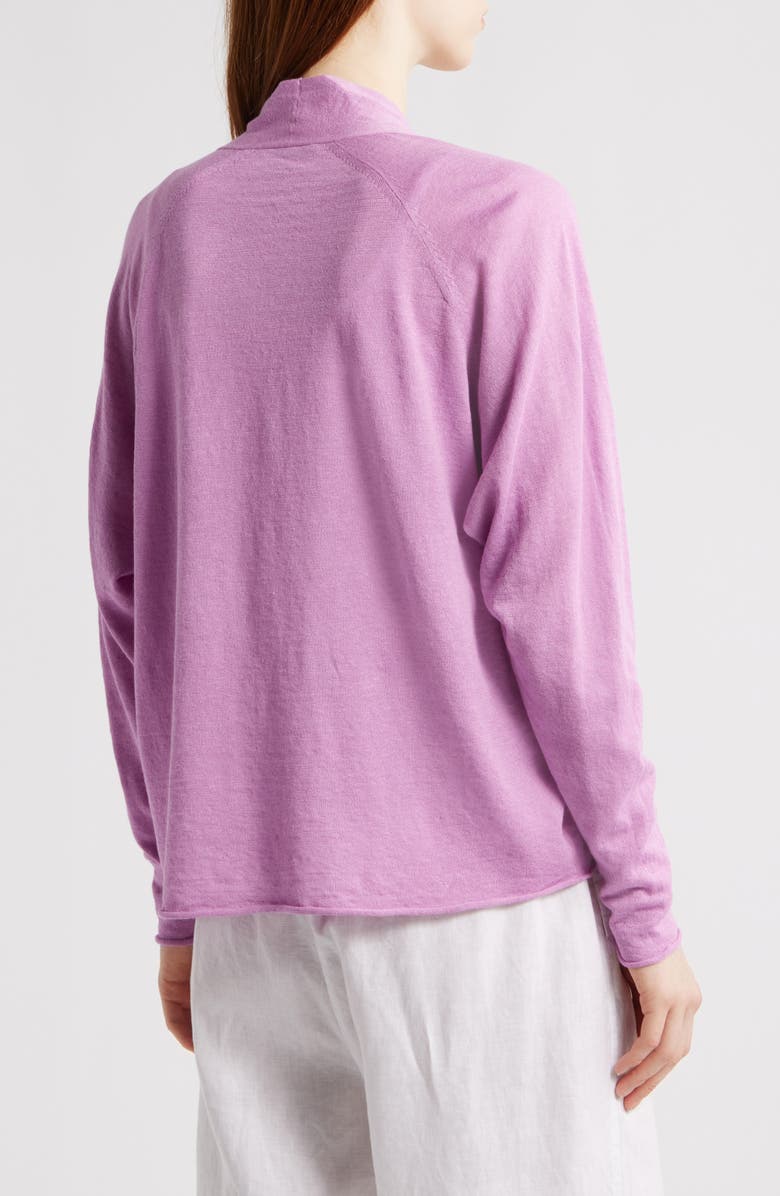 Eileen Fisher Organic Linen & Organic Cotton Open Front Cardigan, Alternate, color, French Lilac