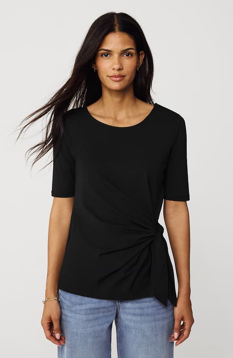 Lightweight Jersey Tie Front Top