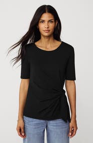Lands' End Lightweight Jersey Tie Front Top