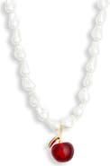 Kenneth Jay Lane Cherry Pendant Imitation Pearl Necklace