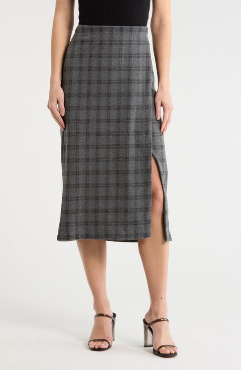 Faux Wrap Midi Skirt