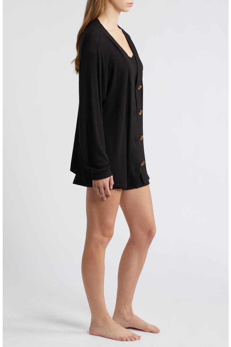 3-Piece Cozy Rib Pajamas, Alternate, color, BLACK